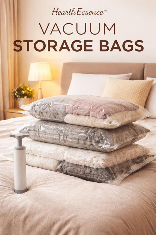 HearthEssence™ Vacuum Storage Bags – Space Saving Organizer Set with Hand Pump
